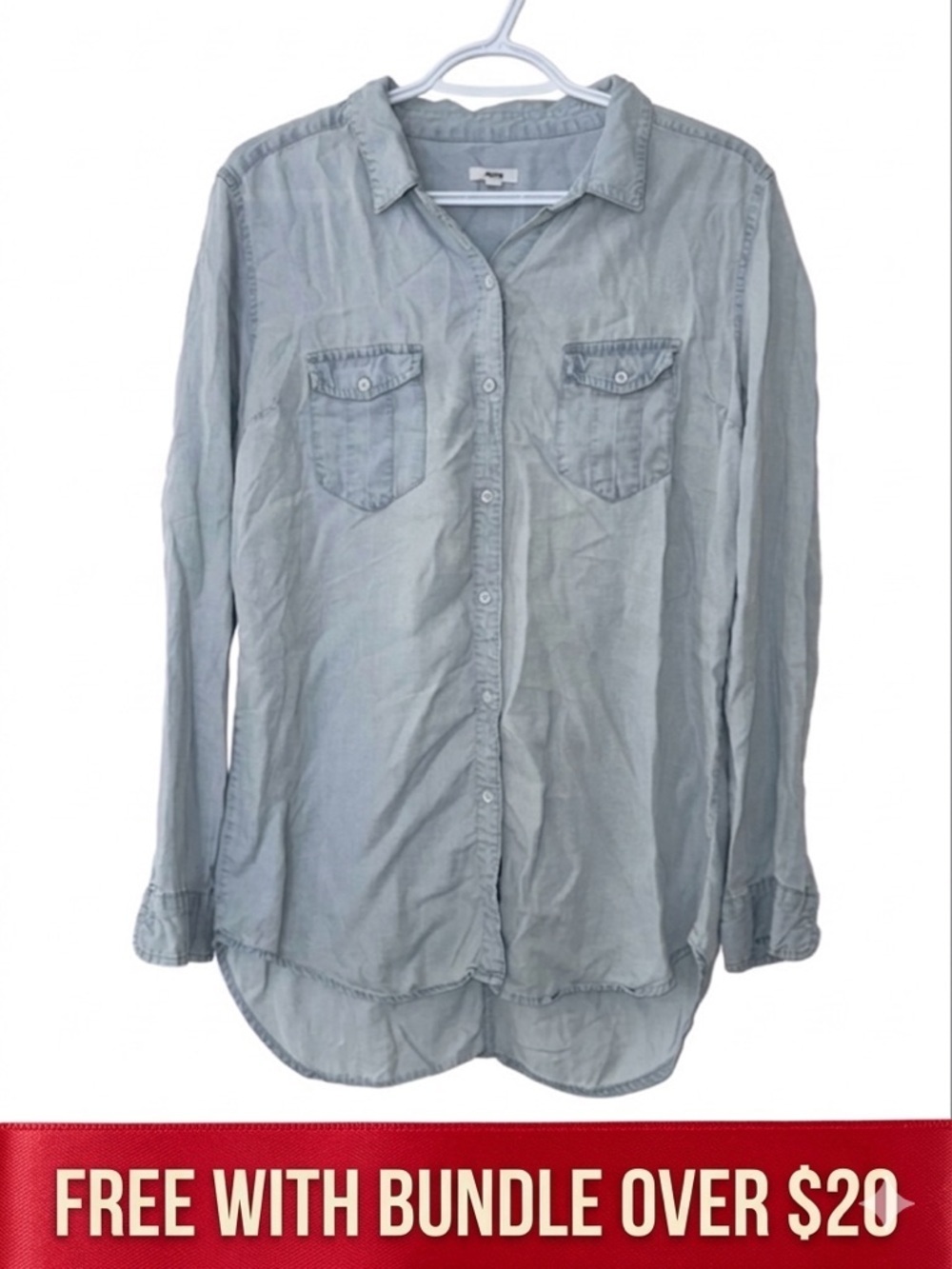 FREE WITH BUNDLE OVER $20 Women’s Soft Blue Long Lightweight Lyocell Shirt Sz Lg